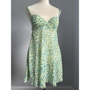 Gilligan & O'Malley Luxe Babydoll L Lingerie Sleep empire Dress Green Blue Print
